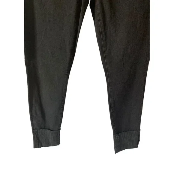 LOFT Made And Loved Black Denim High-Rise Waist Animal Print Cuff Skinny Jeans 8 - Picture 4 of 7